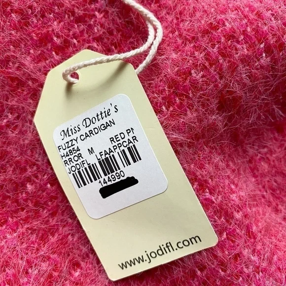 Jodifl Red and Pink Fuzzy Southwest Bohemian Open Front Cardigan NWT - Picture 7 of 16